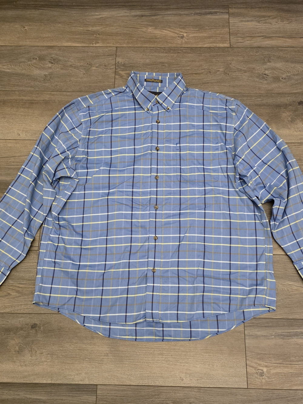 Cabela's Men's Plaid Button-Down Shirt – Long Sleeve Blue/Yellow Grid Size 2XL